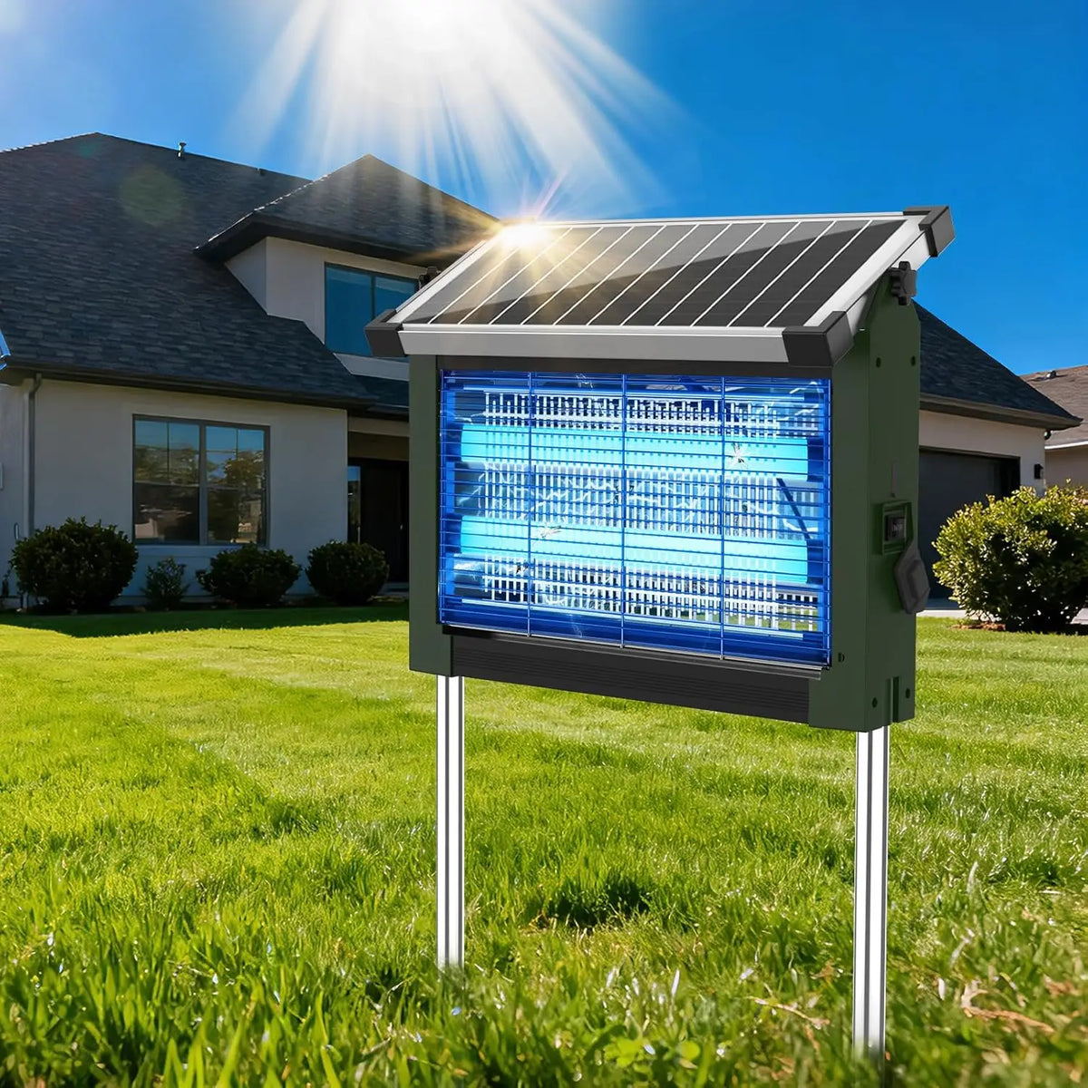 Solar Bug Zapper 4500V with Panel Sensor, Waterproof
