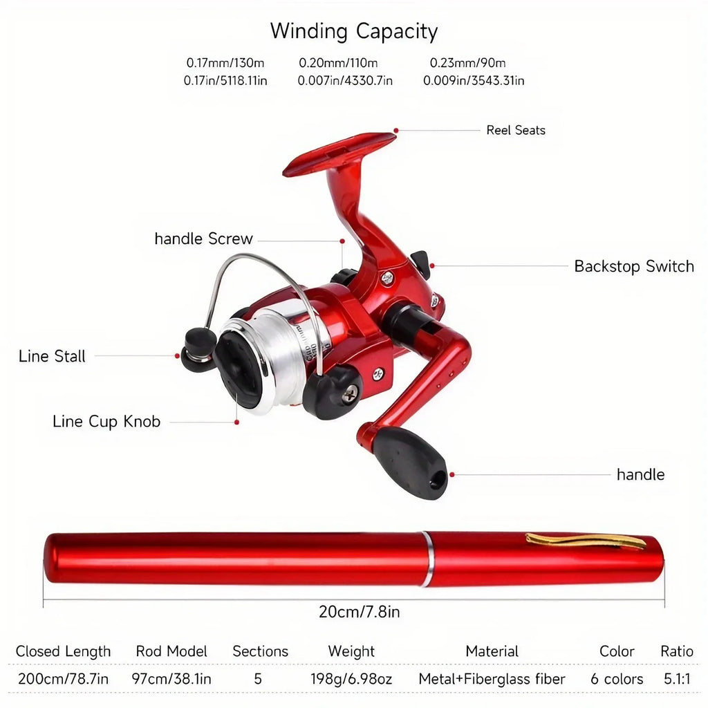 Fishing Rod, Mini, Portable, Pen Shape
