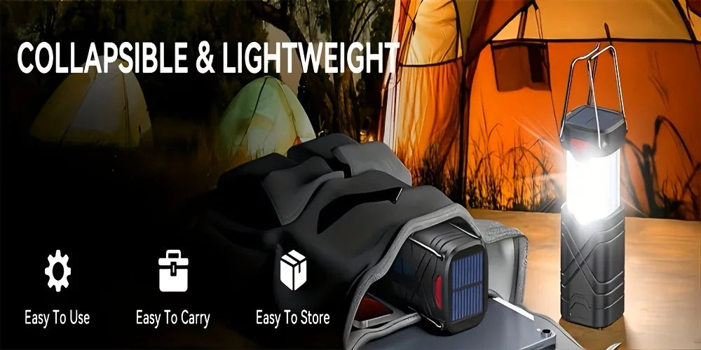Solar Camping Lantern , Rechargeable LED with Flashlight