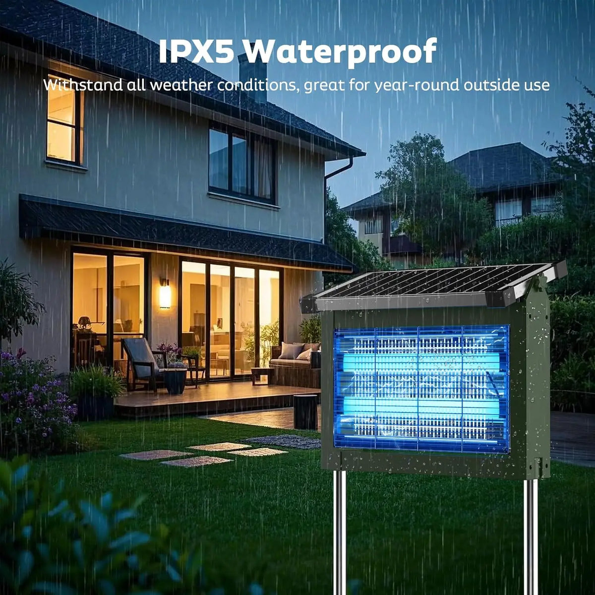 Solar Bug Zapper 4500V with Panel Sensor, Waterproof