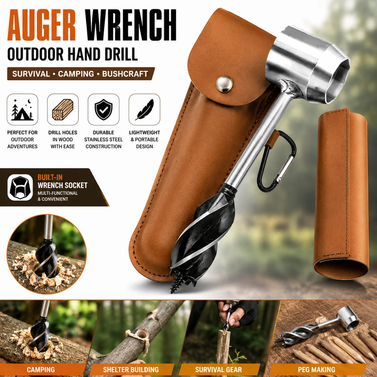 Manual Wood Auger Hand Drill Wrench