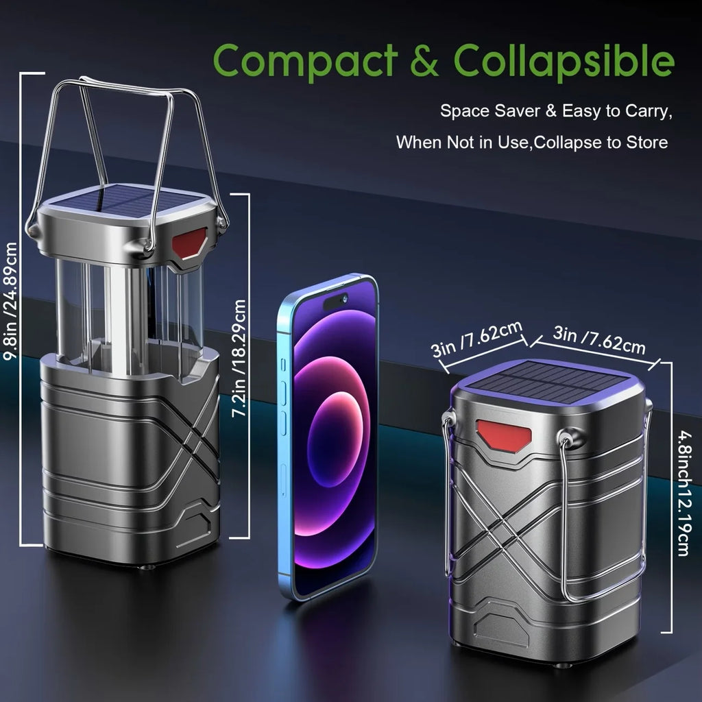 Solar Camping Lantern , Rechargeable LED with Flashlight