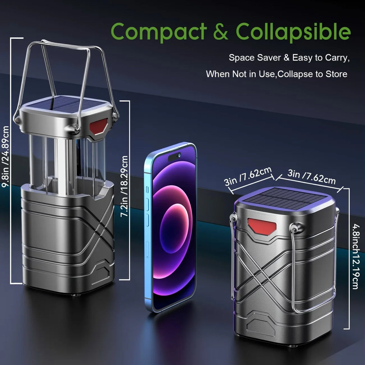 Solar Camping Lantern , Rechargeable LED with Flashlight