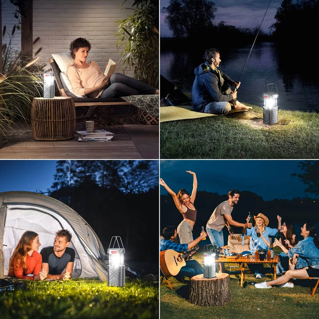 Solar Camping Lantern , Rechargeable LED with Flashlight