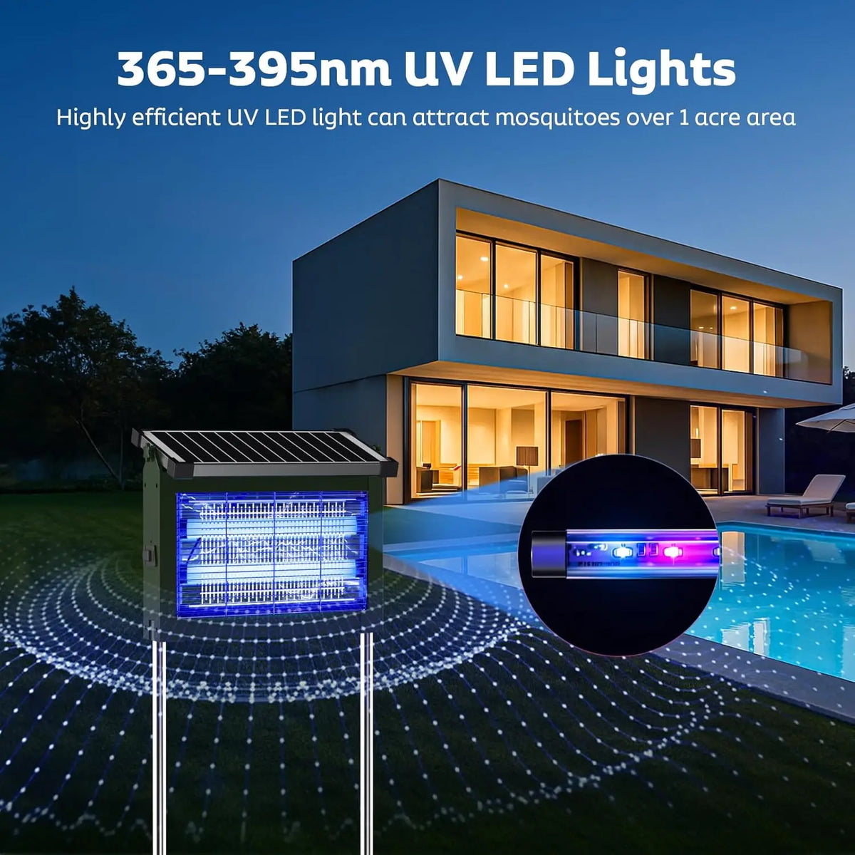 Solar Bug Zapper 4500V with Panel Sensor, Waterproof