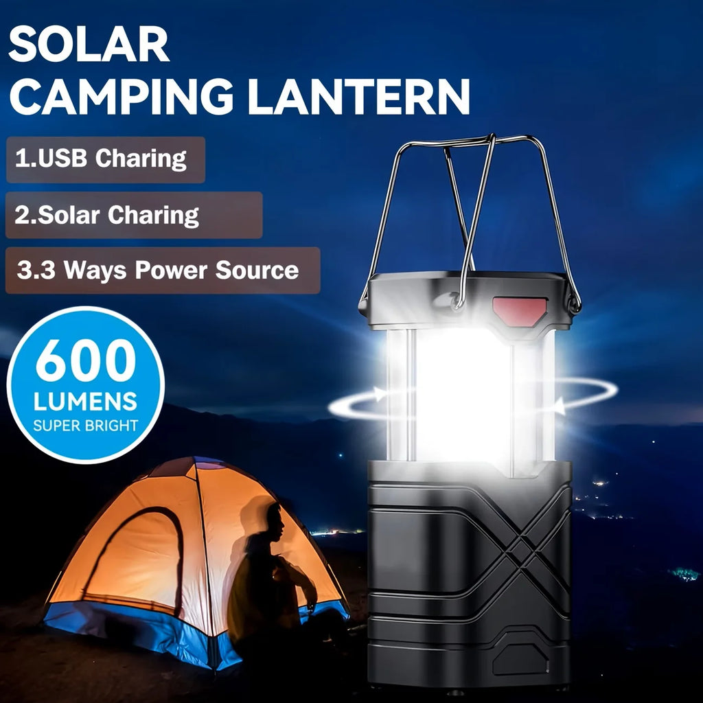 Solar Camping Lantern , Rechargeable LED with Flashlight
