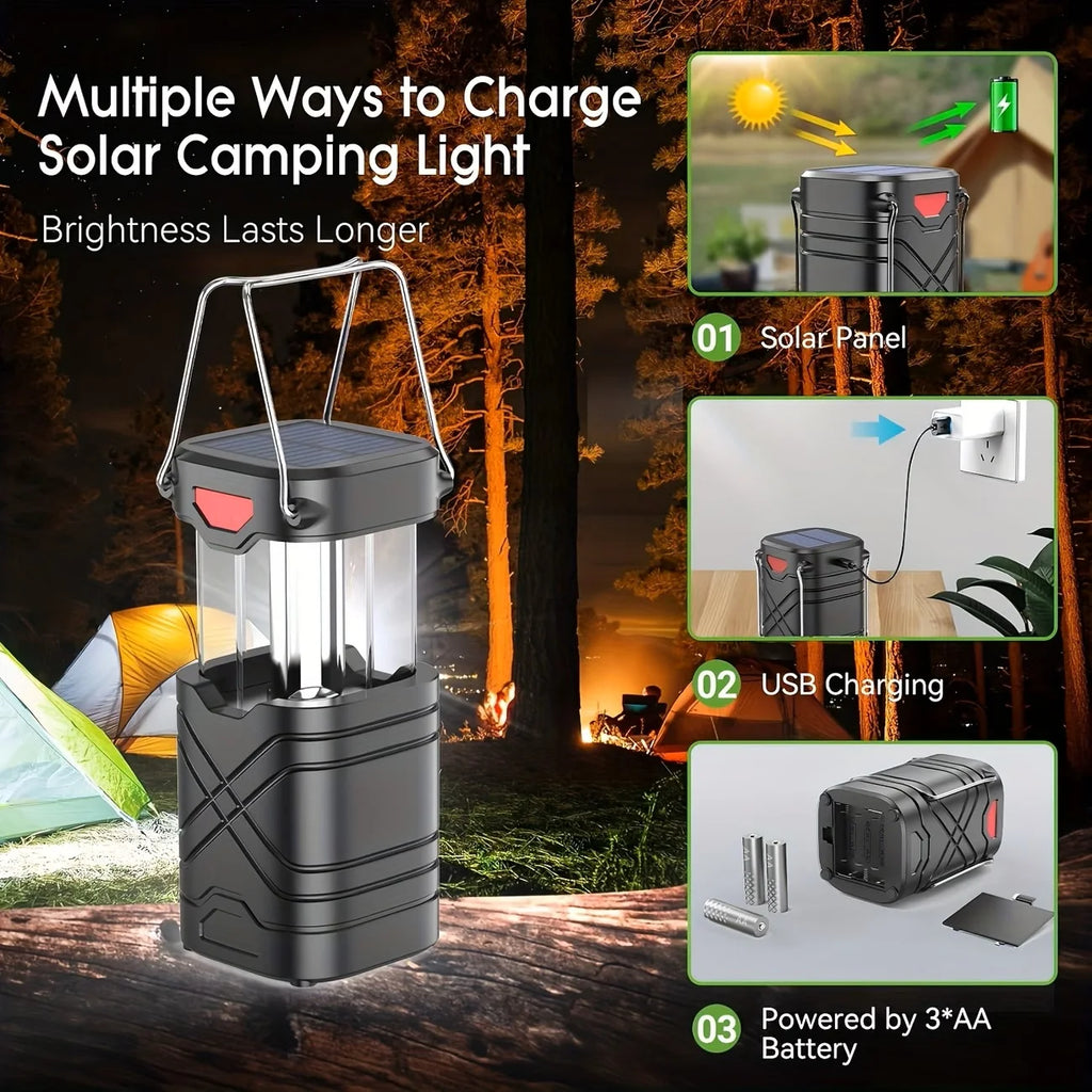 Solar Camping Lantern , Rechargeable LED with Flashlight