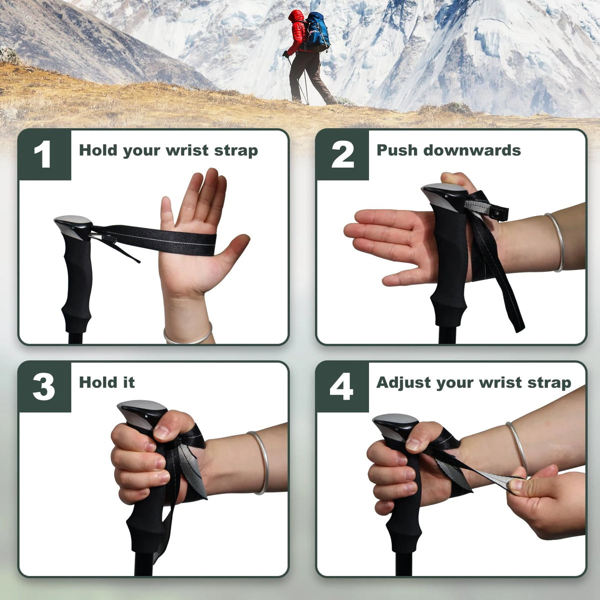 Ultralight Aluminum Alloy 5-Section Folding Trekking Pole