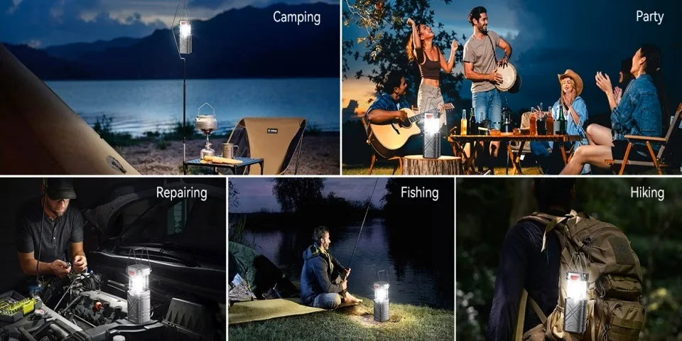 Solar Camping Lantern , Rechargeable LED with Flashlight