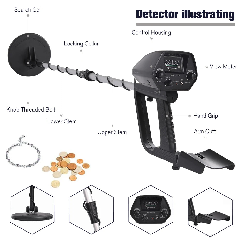Metal Detector Waterproof Adjustable 30" to 42"