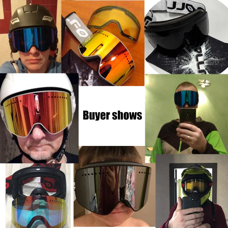 Ski Goggles with Magnetic Double Layer polarized Lens