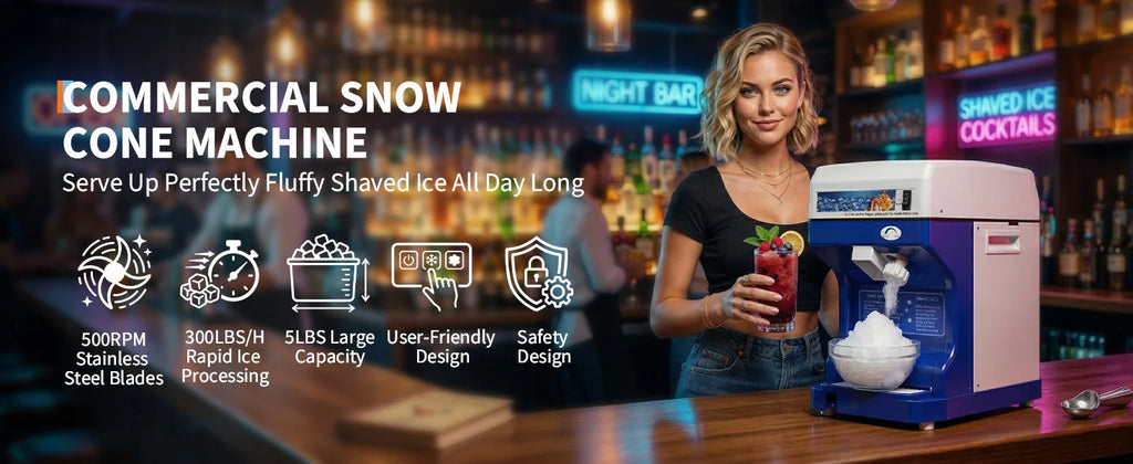Stainless Steel Snow Cone Maker & Ice Crusher,