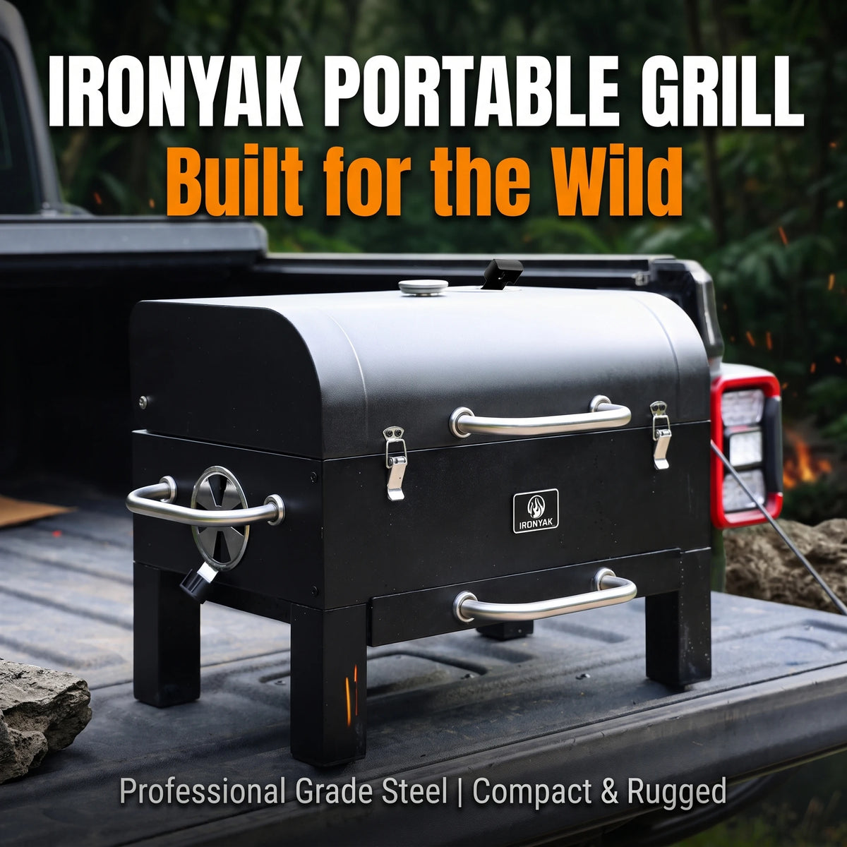 Portable Charcoal Grill & Smoker Cover Included