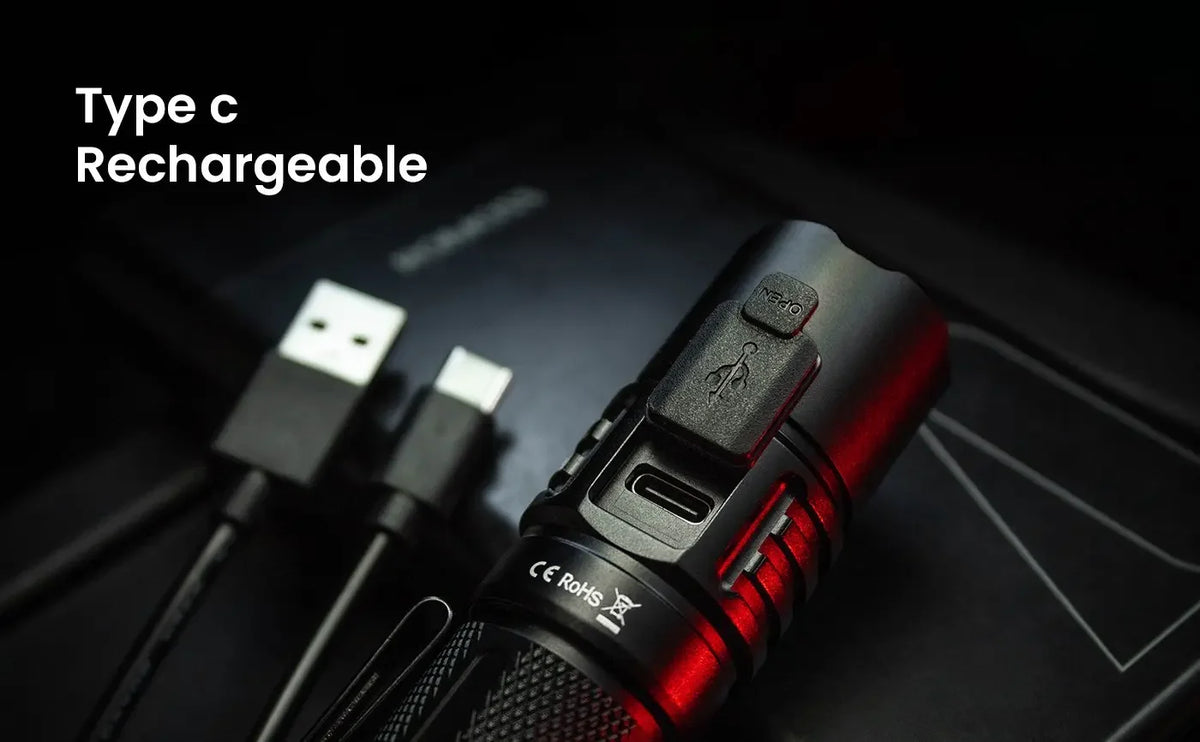 Tactical Flashlight Powerful LED Light USB C Rechargeable