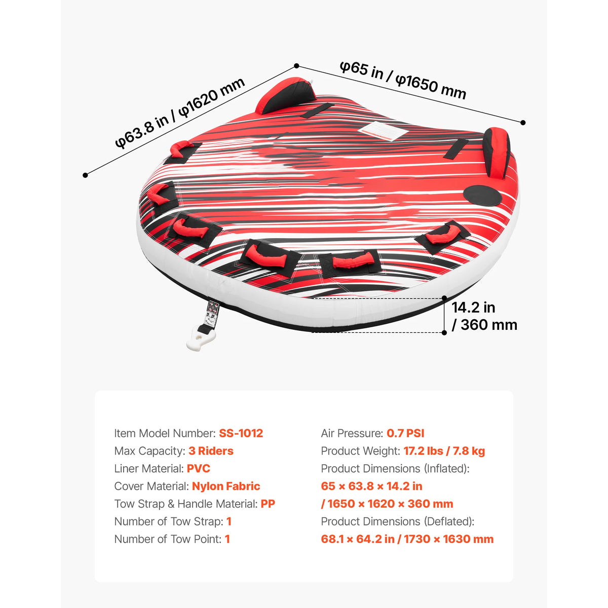 Towable Inflatable Tube Anti-Slip Pad Nylon Cover