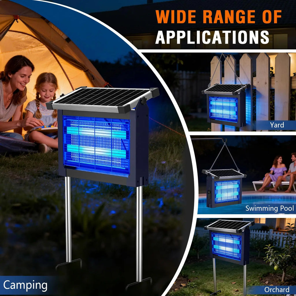 Solar Bug Zapper 4500V with Panel Sensor, Waterproof