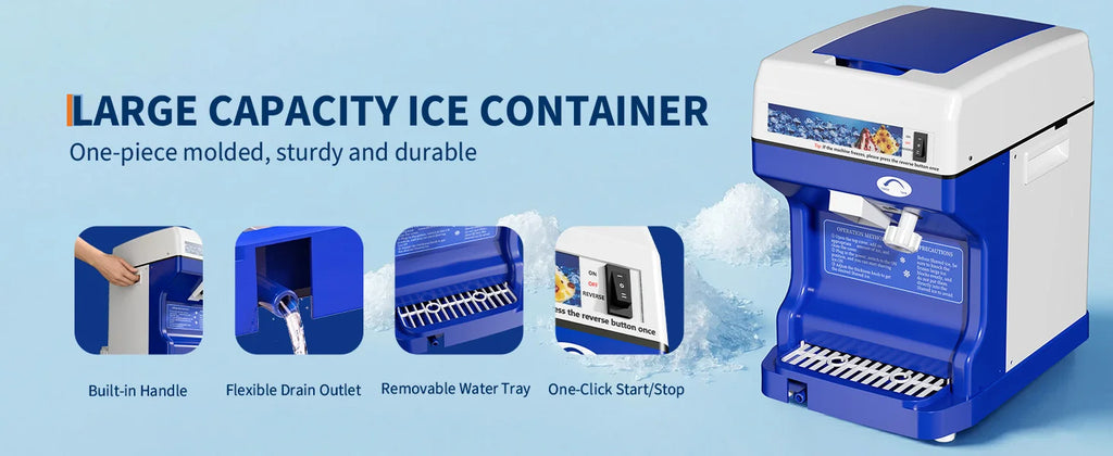 Stainless Steel Snow Cone Maker & Ice Crusher,