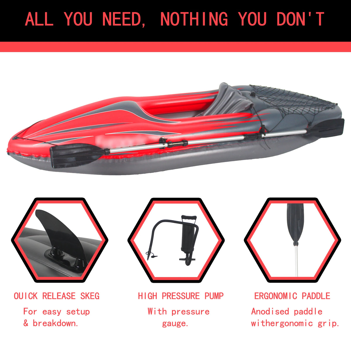 Inflatable Kayak Fishing Boat for Lakes & Rivers