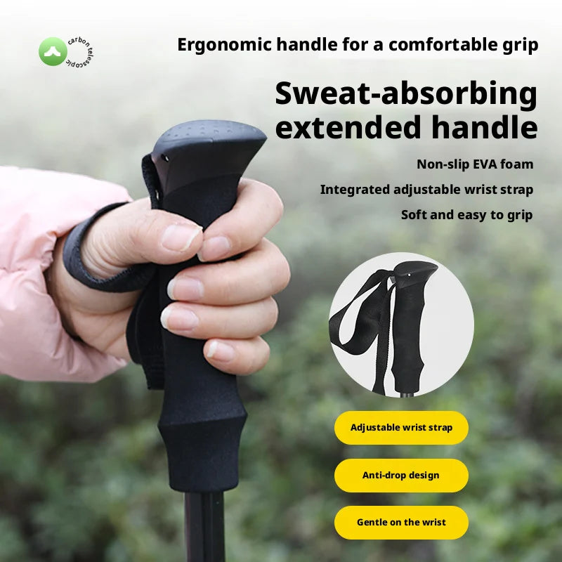 Carbon Fiber Hiking Poles Adjustable Shockproof Trekking Stick