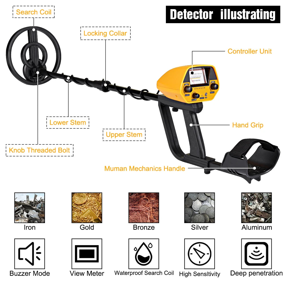 Metal Detector Waterproof Adjustable 30" to 42"