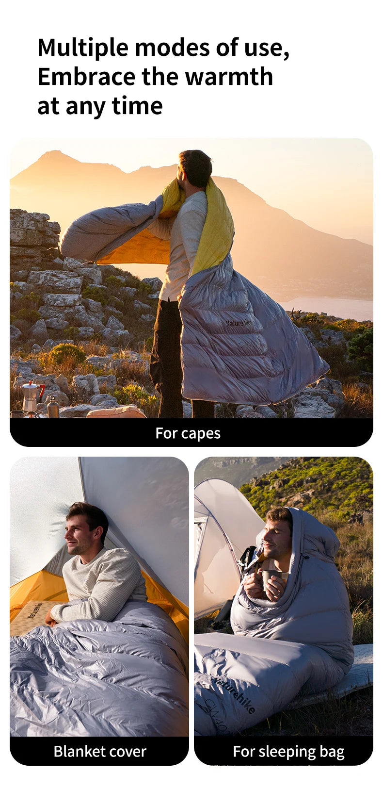 Duck Down Sleeping Bag 4 Seasons Compact Portable