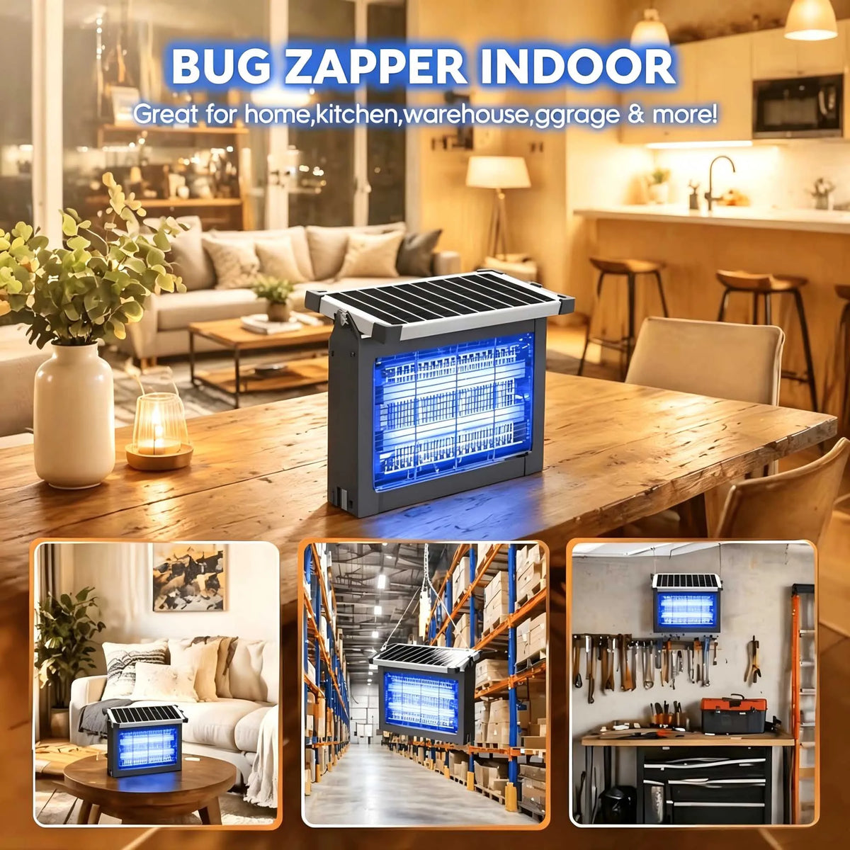 Solar Bug Zapper 4500V with Panel Sensor, Waterproof
