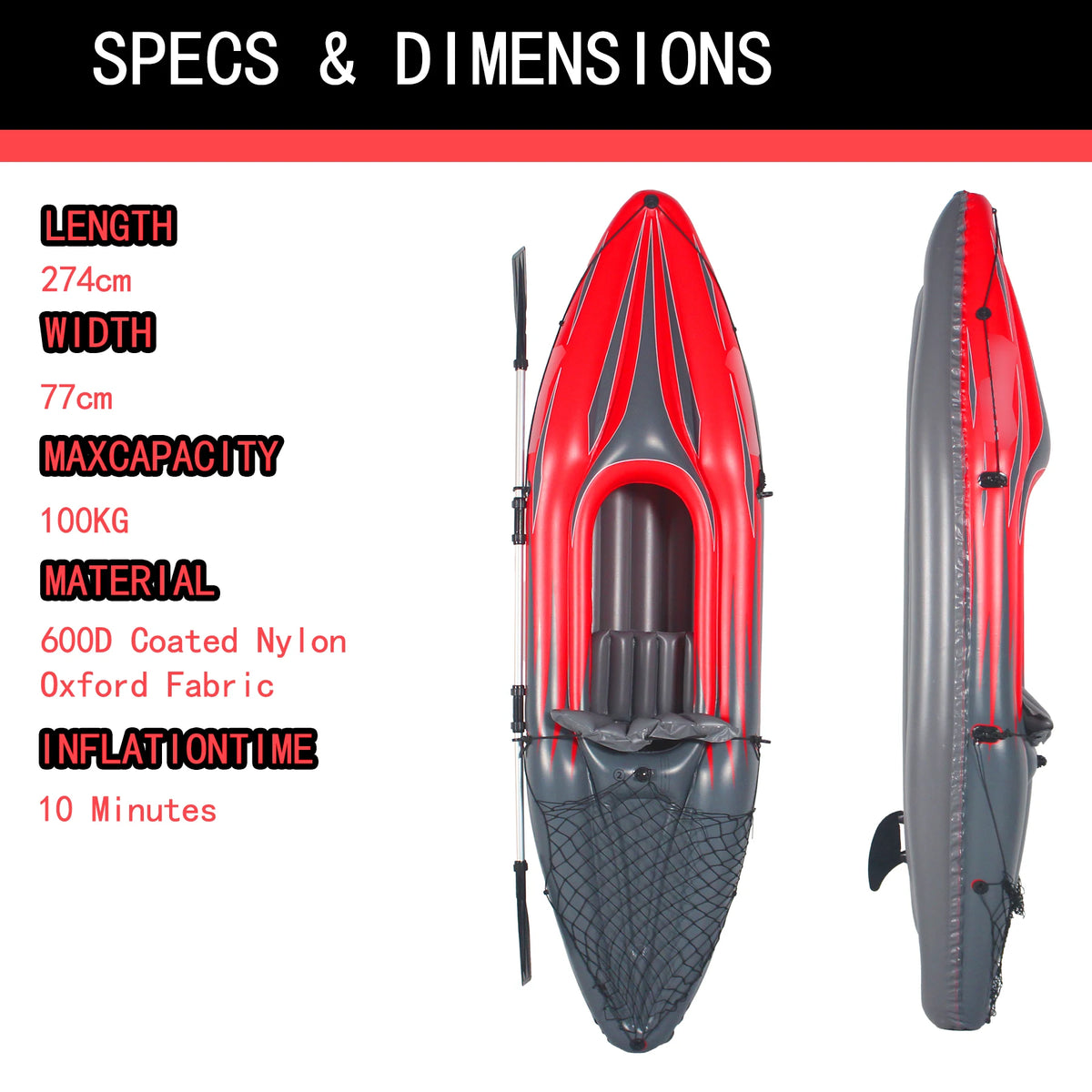 Inflatable Kayak Fishing Boat for Lakes & Rivers