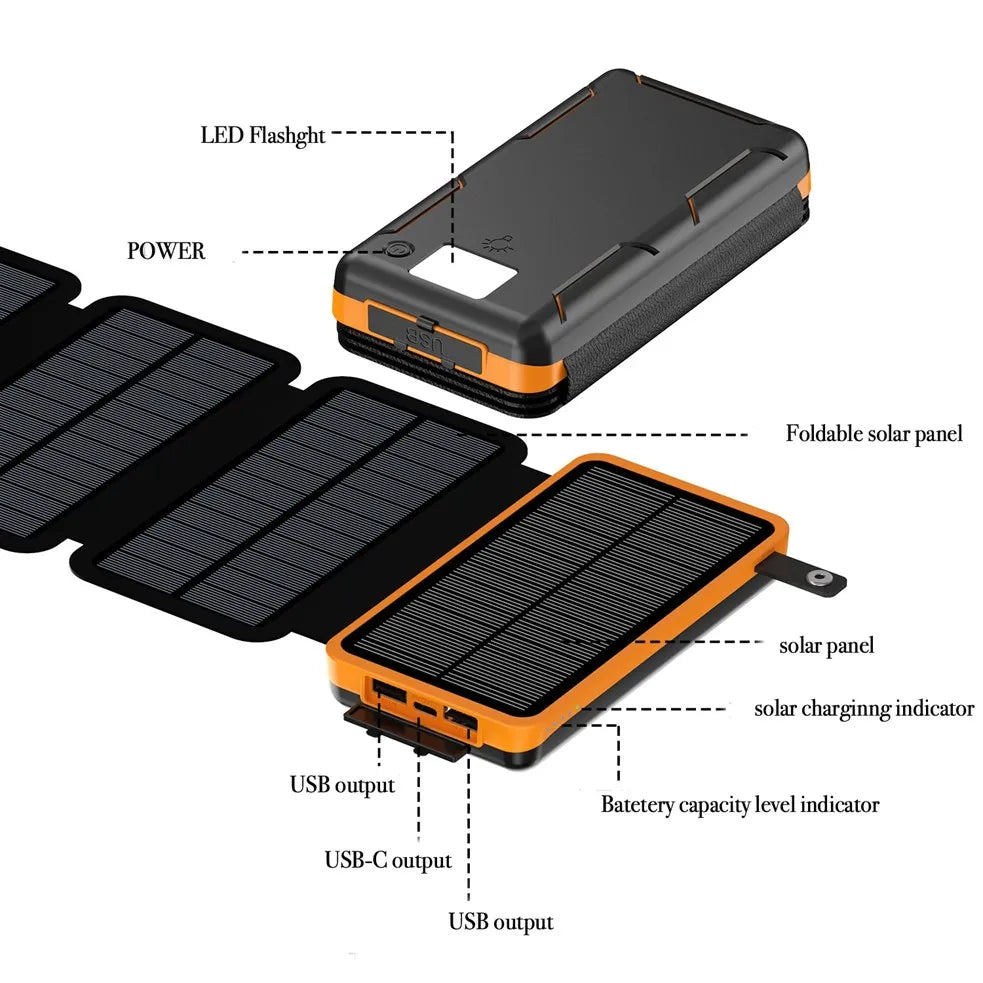 Folding Solar Power Bank with 4 Solar Panels