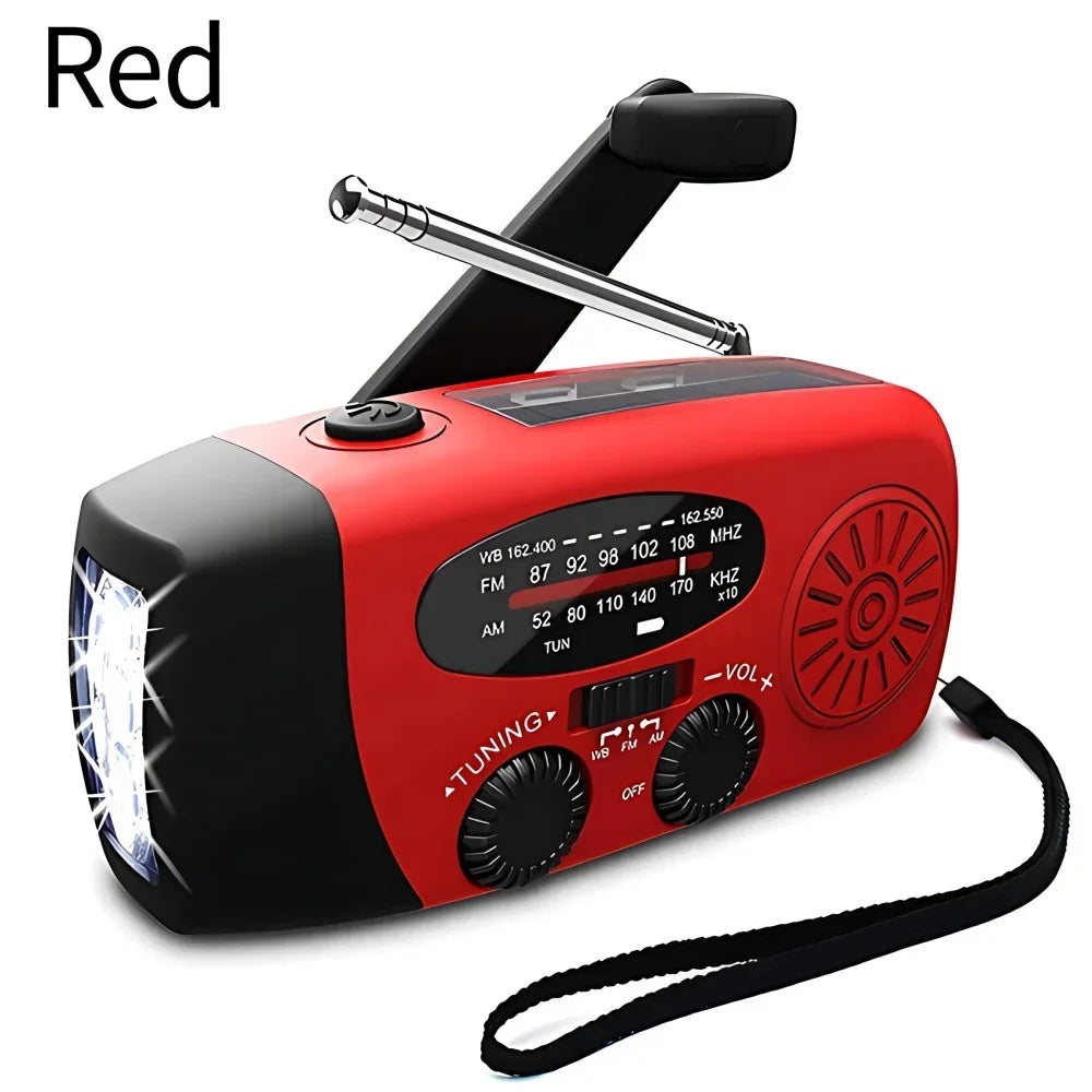 Solar Hand Crank Radio Power Bank and LED Flashlight