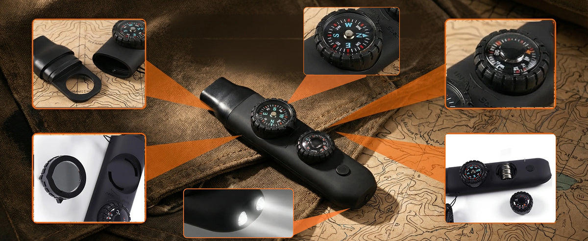 Emergency Survival Safety Whistle with Lanyard,Compass