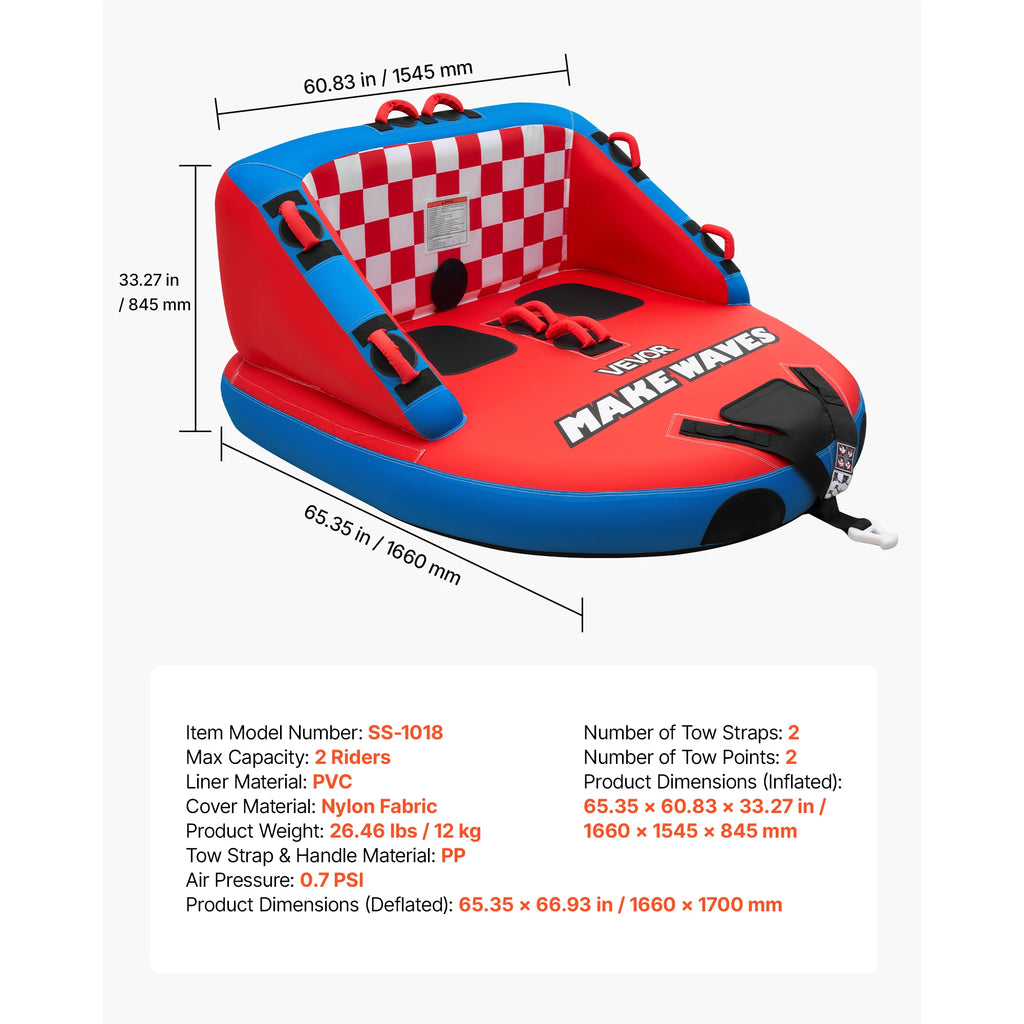 Towable Tubes for Boating with Full Nylon Cover Dual Tow Points