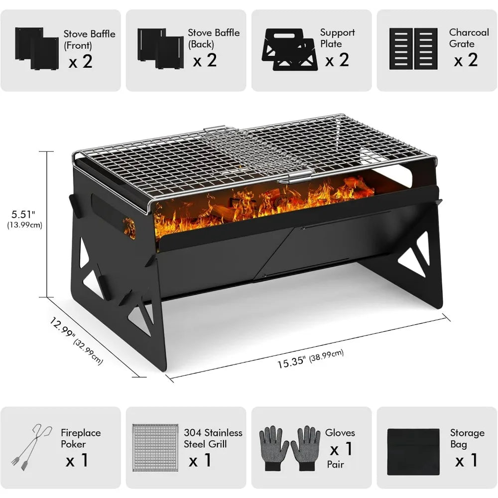 Folding Portable Charcoal Grill with Carry Bag