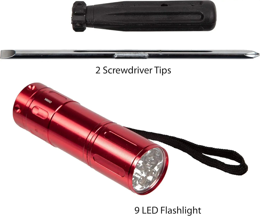 Car Kit with Jumper Cables, Flashlight & First Aid