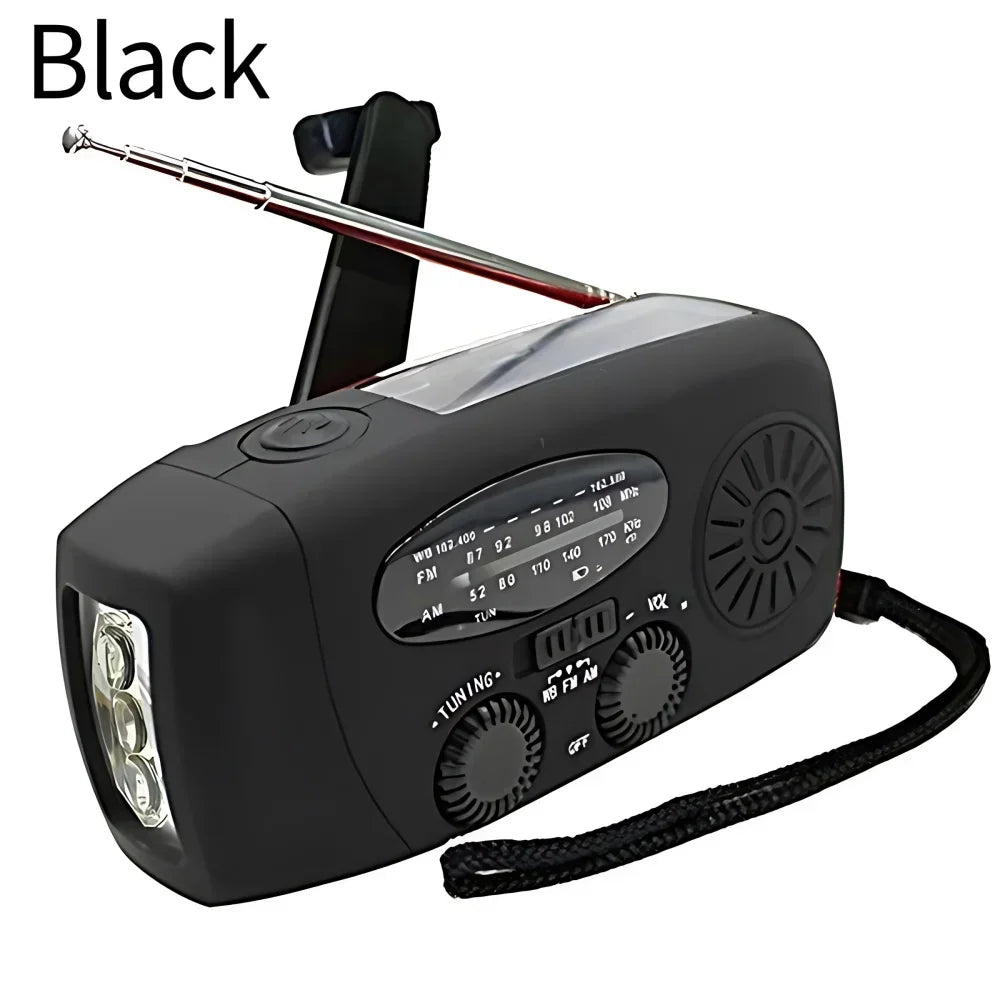Solar Hand Crank Radio Power Bank and LED Flashlight