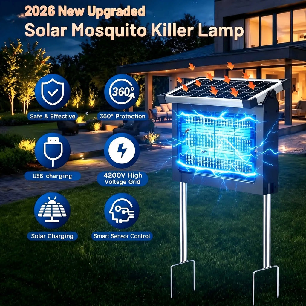 Solar Bug Zapper 4500V with Panel Sensor, Waterproof