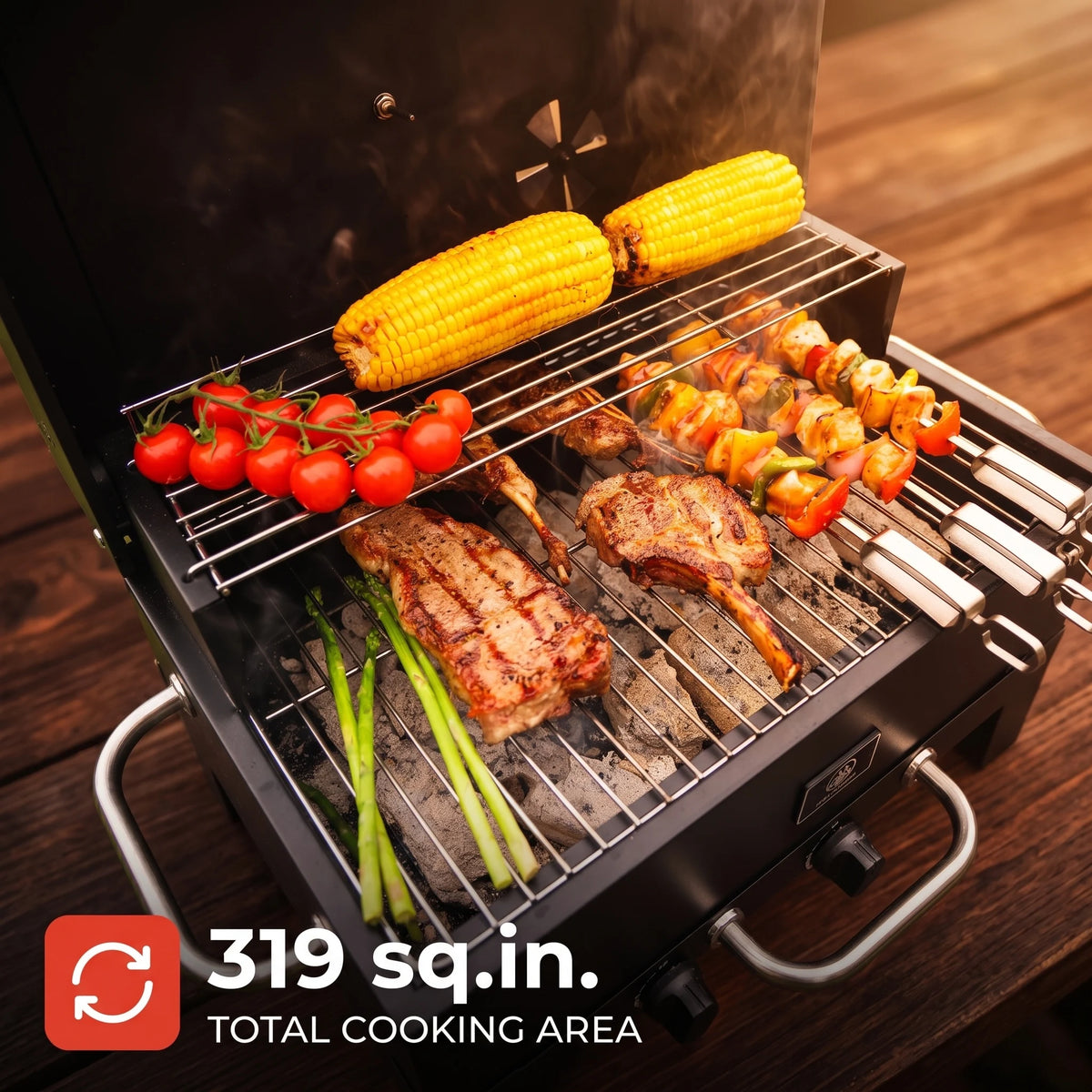 Portable Charcoal Grill & Smoker Cover Included