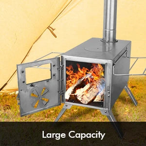 Wood-Burning Stove with Stainless Steel Chimney Pipe