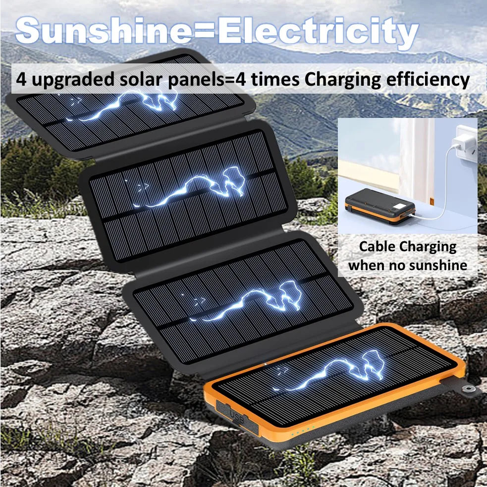 Folding Solar Power Bank with 4 Solar Panels
