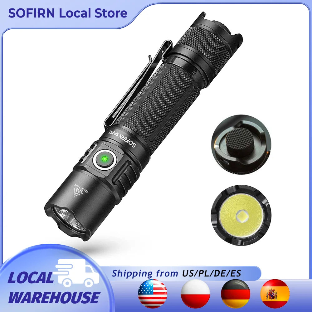 Tactical Flashlight Powerful LED Light USB C Rechargeable
