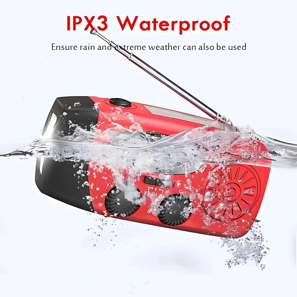 Solar Hand Crank Radio Power Bank and LED Flashlight
