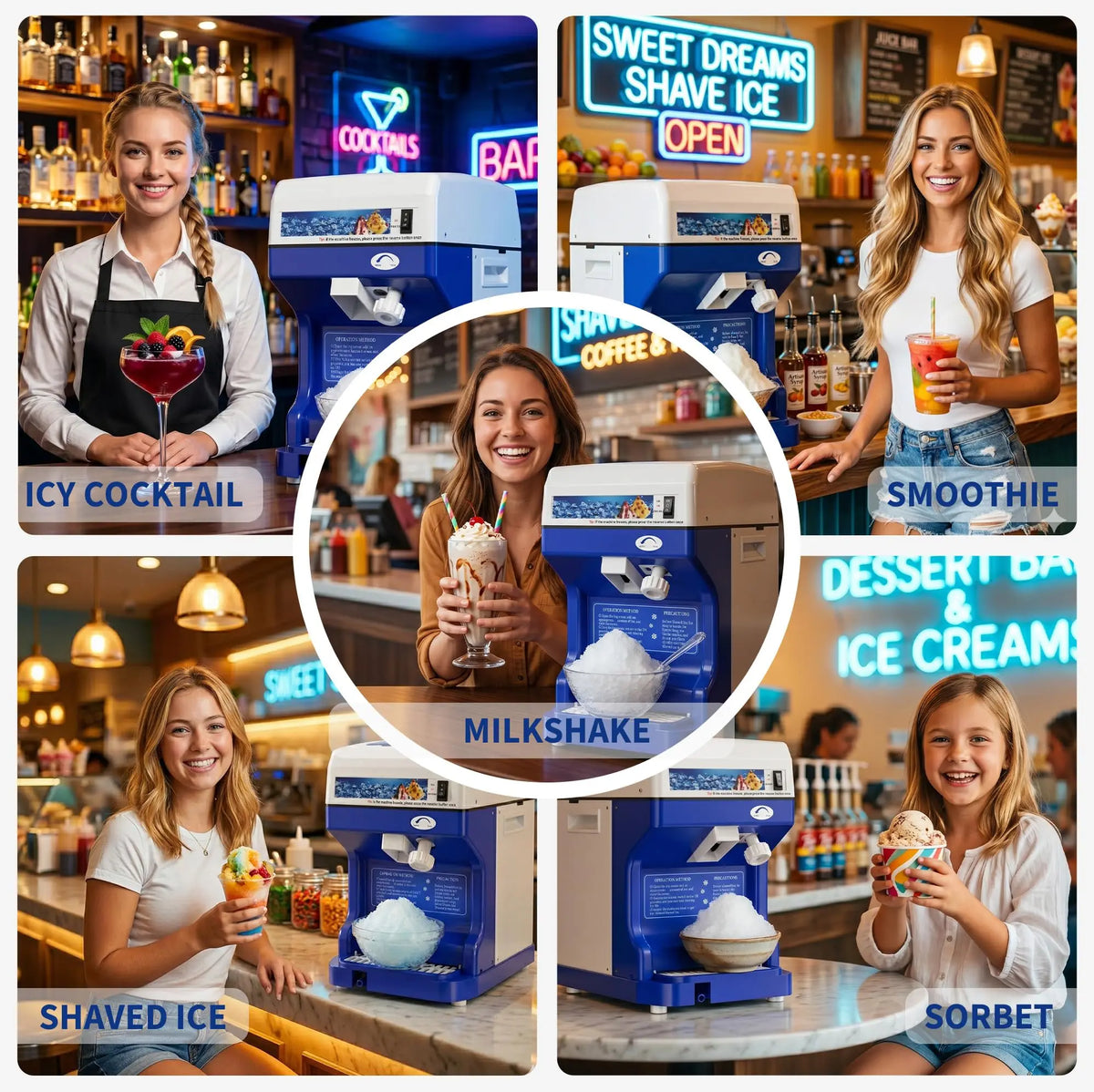 Stainless Steel Snow Cone Maker & Ice Crusher,