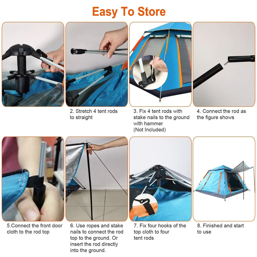 Waterproof Tent with 2 Mosquito Nets, Carrying Bag