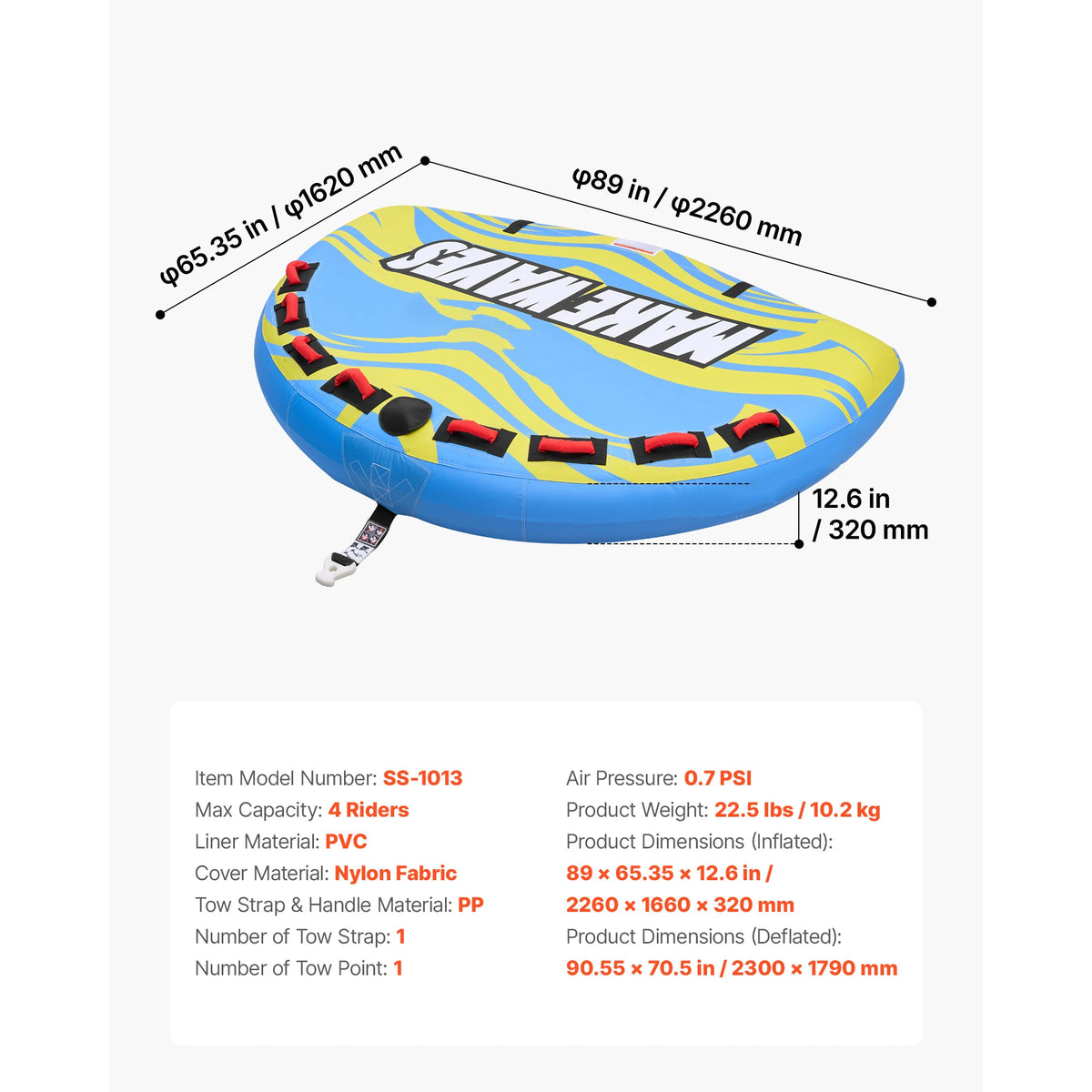 Towable Inflatable Tube Anti-Slip Pad Nylon Cover