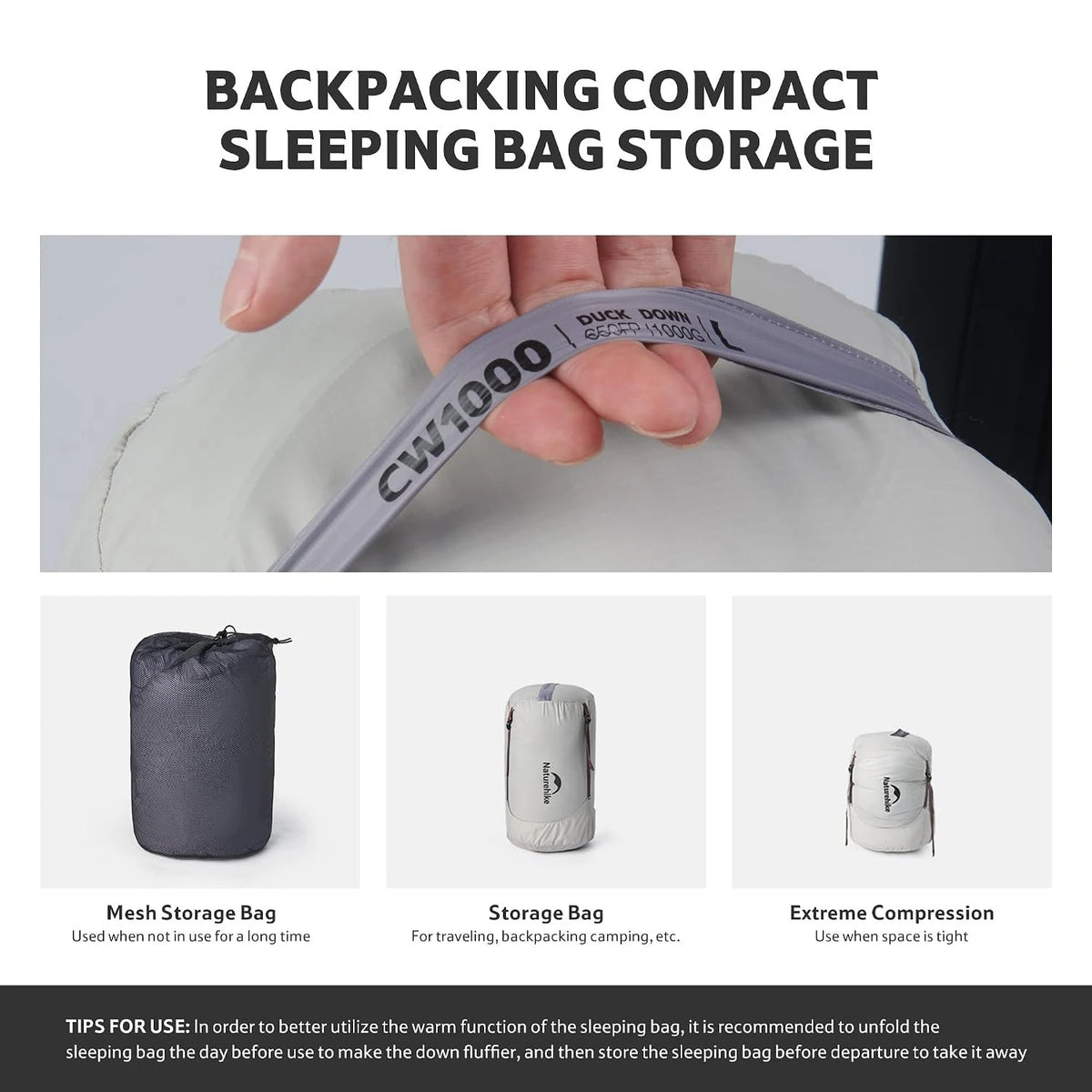Duck Down Sleeping Bag 4 Seasons Compact Portable