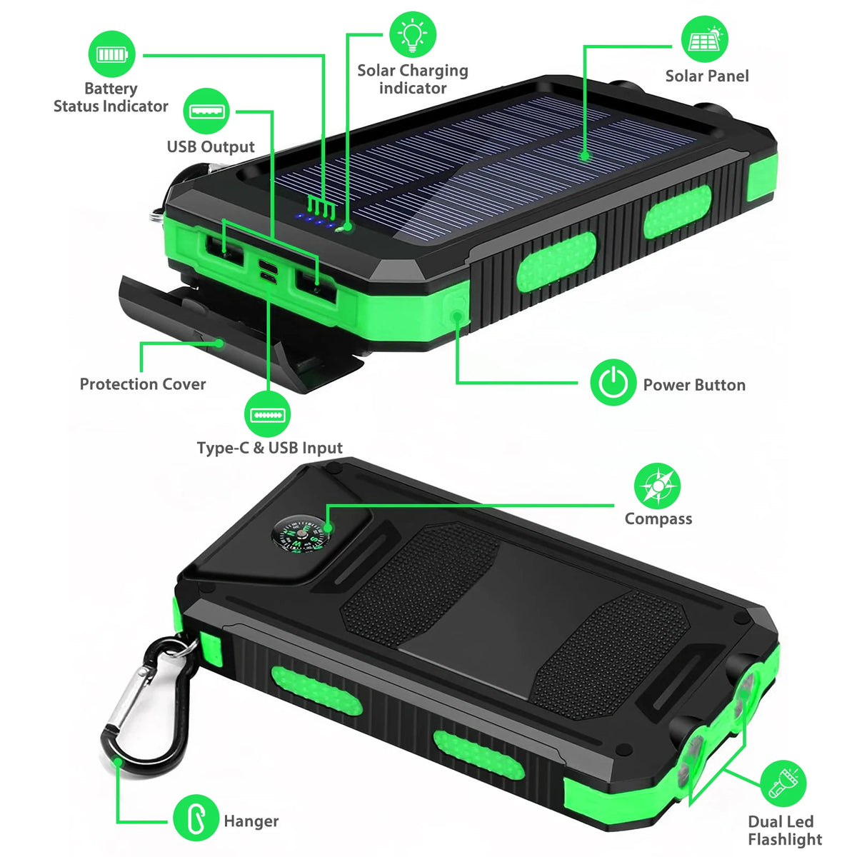 Portable Solar Power Bank External Battery