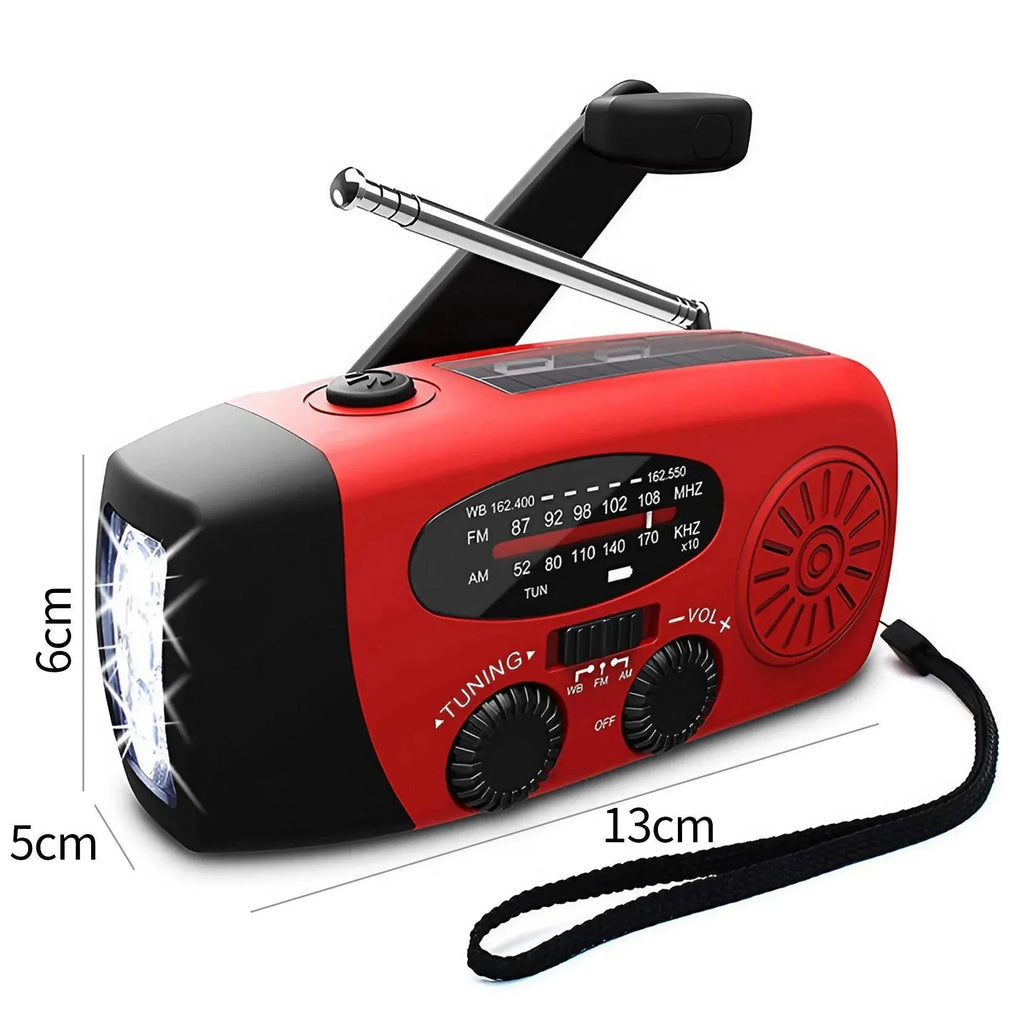Solar Hand Crank Radio Power Bank and LED Flashlight