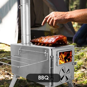 Wood-Burning Stove with Stainless Steel Chimney Pipe