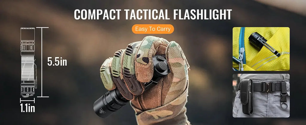 Tactical Flashlight USB Rechargeable with Dual Tail Switches