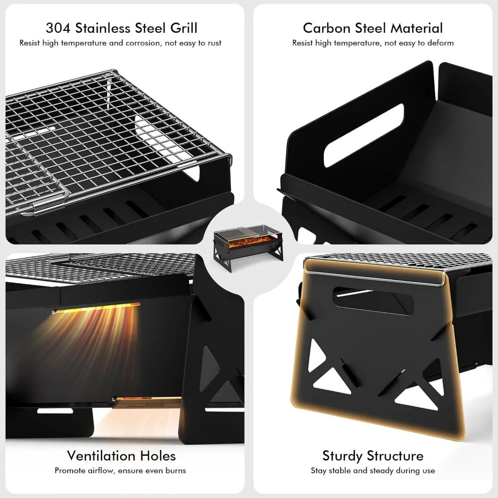 Folding Portable Charcoal Grill with Carry Bag