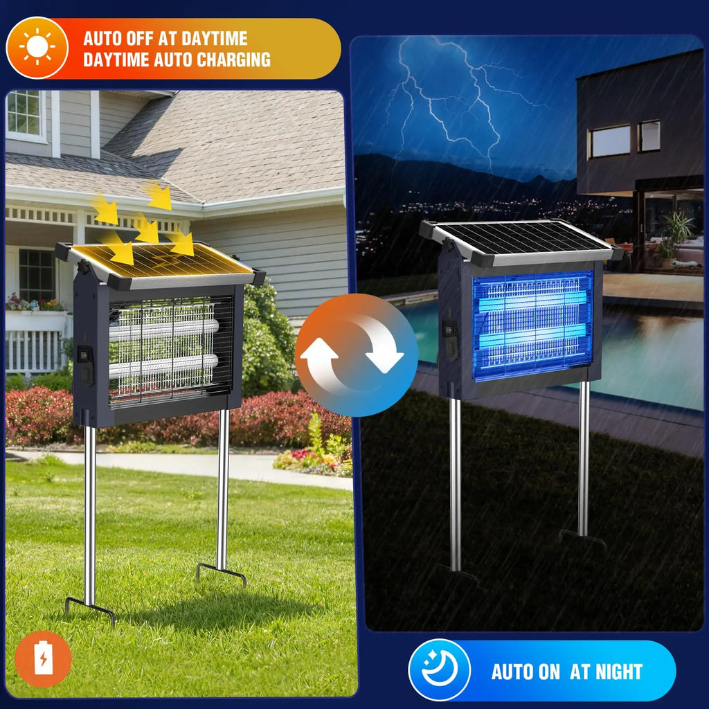 Solar Bug Zapper 4500V with Panel Sensor, Waterproof